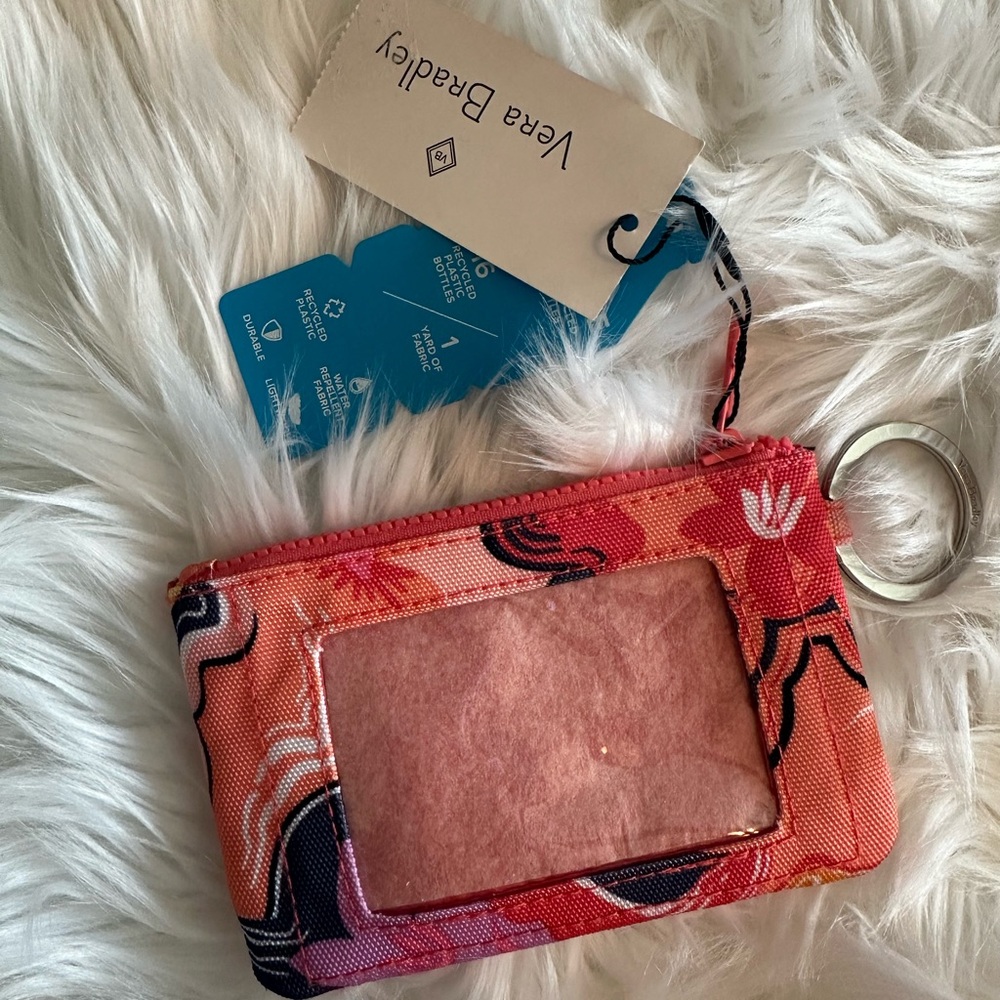 NWT Vera Bradley Red Floral ID Case with Key Ring